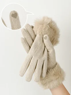 COMMENSE Rabbit Fur Wrist Cashmere Gloves* Accessories