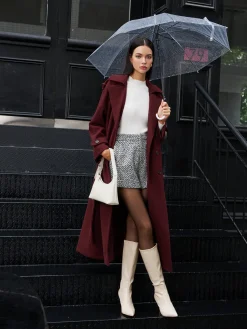 COMMENSE Regular Tweed Long Coat* Outerwear|Coats