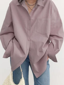 COMMENSE Relaxed Oversized Cotton Shirt* Blouses & Shirts|Tops