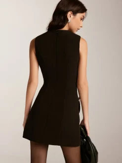 COMMENSE Removable Rhinestone-Bow Tank Dress* Black Dresses|Casual Dresses