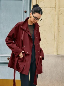 COMMENSE Retro Asymmetrical Belted Trench Coat* Outerwear|Coats