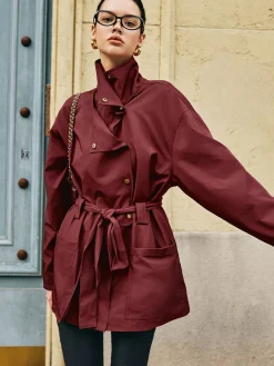 COMMENSE Retro Asymmetrical Belted Trench Coat* Outerwear|Coats