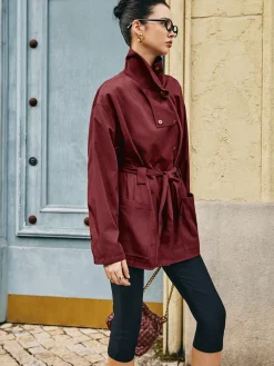 COMMENSE Retro Asymmetrical Belted Trench Coat* Outerwear|Coats