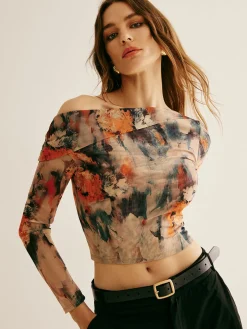 COMMENSE Retro Asymmetrical Collar Crop Blouse* Crop Tops|Blouses & Shirts