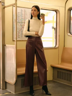 COMMENSE Retro Faux Leather Pants* Pants|Bottoms