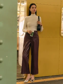 COMMENSE Retro Faux Leather Pants* Pants|Bottoms