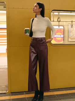 COMMENSE Retro Faux Leather Pants* Pants|Bottoms
