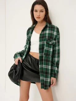 COMMENSE Retro Plaid Lapel Pockets Shirt* Blouses & Shirts|Tops