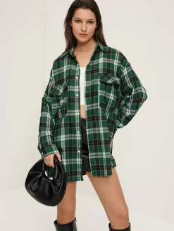 COMMENSE Retro Plaid Lapel Pockets Shirt* Blouses & Shirts|Tops