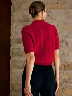 COMMENSE Retro Plain Ribbed Knit Top* Sweater Tops|Sweaters & Cardigans