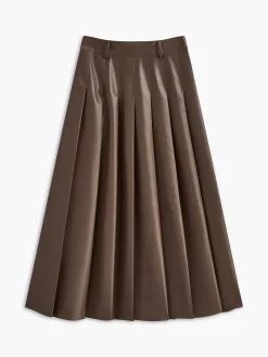 COMMENSE Retro Pleated PU Leather Skirt* Skirts|Bottoms