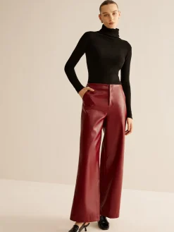 COMMENSE Retro Regular PU Leather Pants* Pants|Bottoms