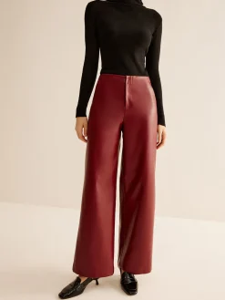 COMMENSE Retro Regular PU Leather Pants* Pants|Bottoms