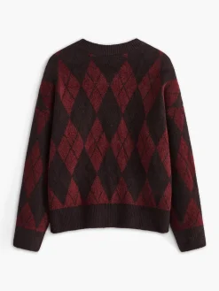 COMMENSE Retro Rhombic-Pattern Sweater* Sweater Tops|Sweaters & Cardigans
