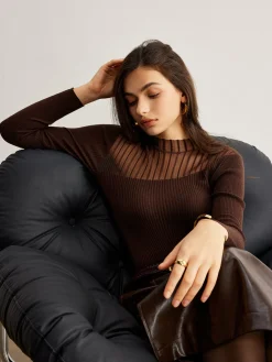 COMMENSE Retro Wool-Blend Panel Slim Sweater* Sweater Tops|Sweaters & Cardigans