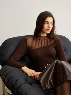 COMMENSE Retro Wool-Blend Panel Slim Sweater* Sweater Tops|Sweaters & Cardigans