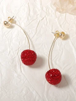 COMMENSE Rhinestone Cherry Stud Earrings* Accessories