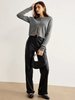 COMMENSE Rhinestone Neck Breasted Cardigan* Cardigans|Sweaters & Cardigans