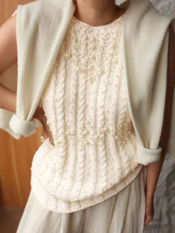 COMMENSE Rhinestone Pearl-Decor Sweater Vest* Sweater Vests|Sweaters & Cardigans