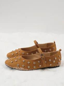 COMMENSE Rhinestone Suede Ballet Flats* Shoes|Accessories