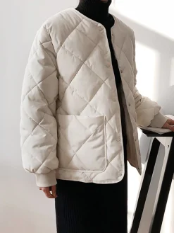 COMMENSE Rhombic Button Down Winter Coat* Outerwear|Coats