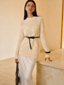COMMENSE Rhombic-Pattern Sweater Without Belt* Knitwear|Tops