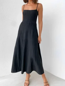 COMMENSE Rib Midi Sundress* Sweater Dresses|Sweater Dresses