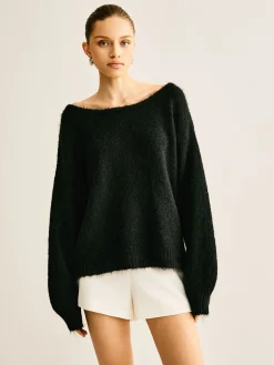 COMMENSE Ribbed Bow Loose Sweater* Sweater Tops|Sweaters & Cardigans