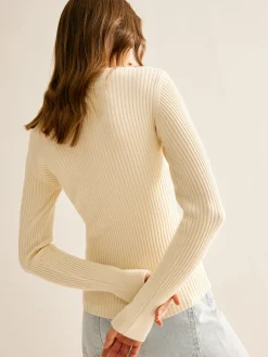 COMMENSE Ribbed Button Criss Cross Sweater* Sweater Tops|Sweaters & Cardigans