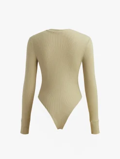 COMMENSE Ribbed Button Down Bodysuit* Bodysuits|Bodysuits