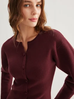 COMMENSE Ribbed Button Slit Sweater* Sweater Tops|Sweaters & Cardigans