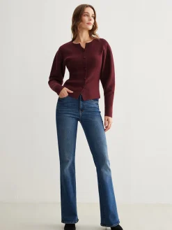 COMMENSE Ribbed Button Slit Sweater* Sweater Tops|Sweaters & Cardigans