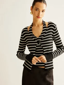 COMMENSE Ribbed Contrast Striped Sweater Co-ords* Sweater Tops|Sweaters & Cardigans