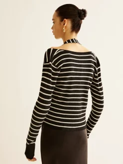 COMMENSE Ribbed Contrast Striped Sweater Co-ords* Sweater Tops|Sweaters & Cardigans