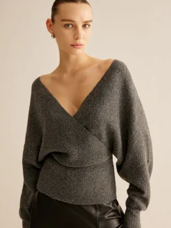 COMMENSE Ribbed Criss Cross Cinched Sweater* Sweater Tops|Sweaters & Cardigans