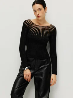COMMENSE Ribbed Hollow Sweater* Sweater Tops|Sweaters & Cardigans