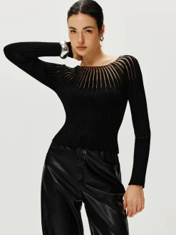 COMMENSE Ribbed Hollow Sweater* Sweater Tops|Sweaters & Cardigans