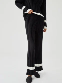 COMMENSE Ribbed Knit Contrast Trim Sweater Pants* Pants|Knitwear