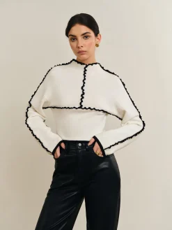 COMMENSE Ribbed Lettuce Trim Knit Top* Sweater Tops|Sweaters & Cardigans