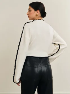COMMENSE Ribbed Lettuce Trim Knit Top* Sweater Tops|Sweaters & Cardigans