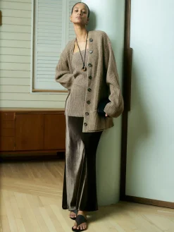 COMMENSE Ribbed Loose Knit Outerwear* Sweater Tops|Outerwear