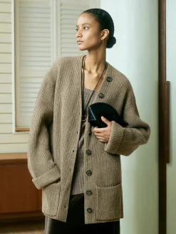 COMMENSE Ribbed Loose Knit Outerwear* Sweater Tops|Outerwear