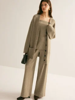 COMMENSE Ribbed Loose Knit Outerwear* Sweater Tops|Outerwear