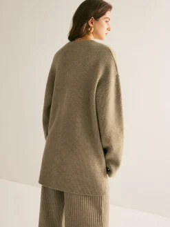 COMMENSE Ribbed Loose Knit Outerwear* Sweater Tops|Outerwear