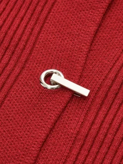 COMMENSE Ribbed Metal Design Polo Cardigan* Cardigans|Sweaters & Cardigans