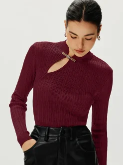 COMMENSE Ribbed Metal Knotted Sweater* Sweater Tops|Sweaters & Cardigans