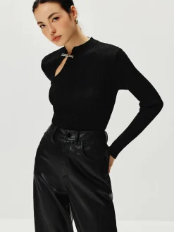 COMMENSE Ribbed Metal Knotted Sweater* Sweater Tops|Sweaters & Cardigans