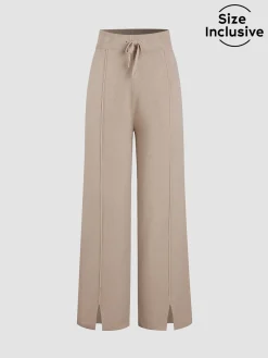 COMMENSE Ribbed Mystique Wide Leg Pants* Wide Leg|Pants
