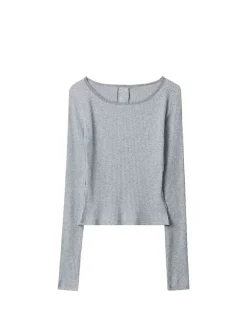 COMMENSE Ribbed Panel Lace Slim Blouse* Blouses & Shirts|Tops
