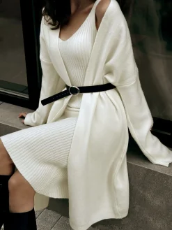 COMMENSE Ribbed Plain Sweater Co-ords Without Belt* Sweater Tops|Sweaters & Cardigans